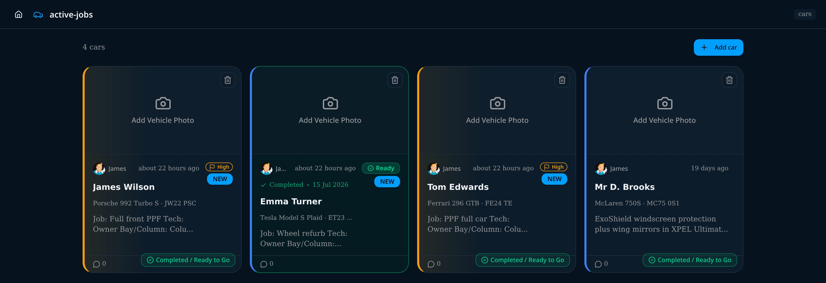 GarageWizard — Active Jobs